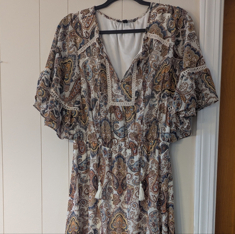 Signature Studio Paisley Maxi Dress - Blue, Brown, Cream